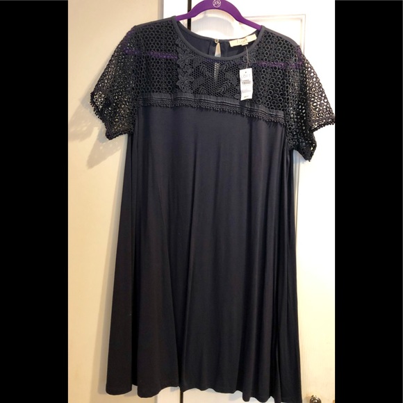 LOFT Dresses & Skirts - NWT! LOFT Navy Blue Crochet Sleeve Dress